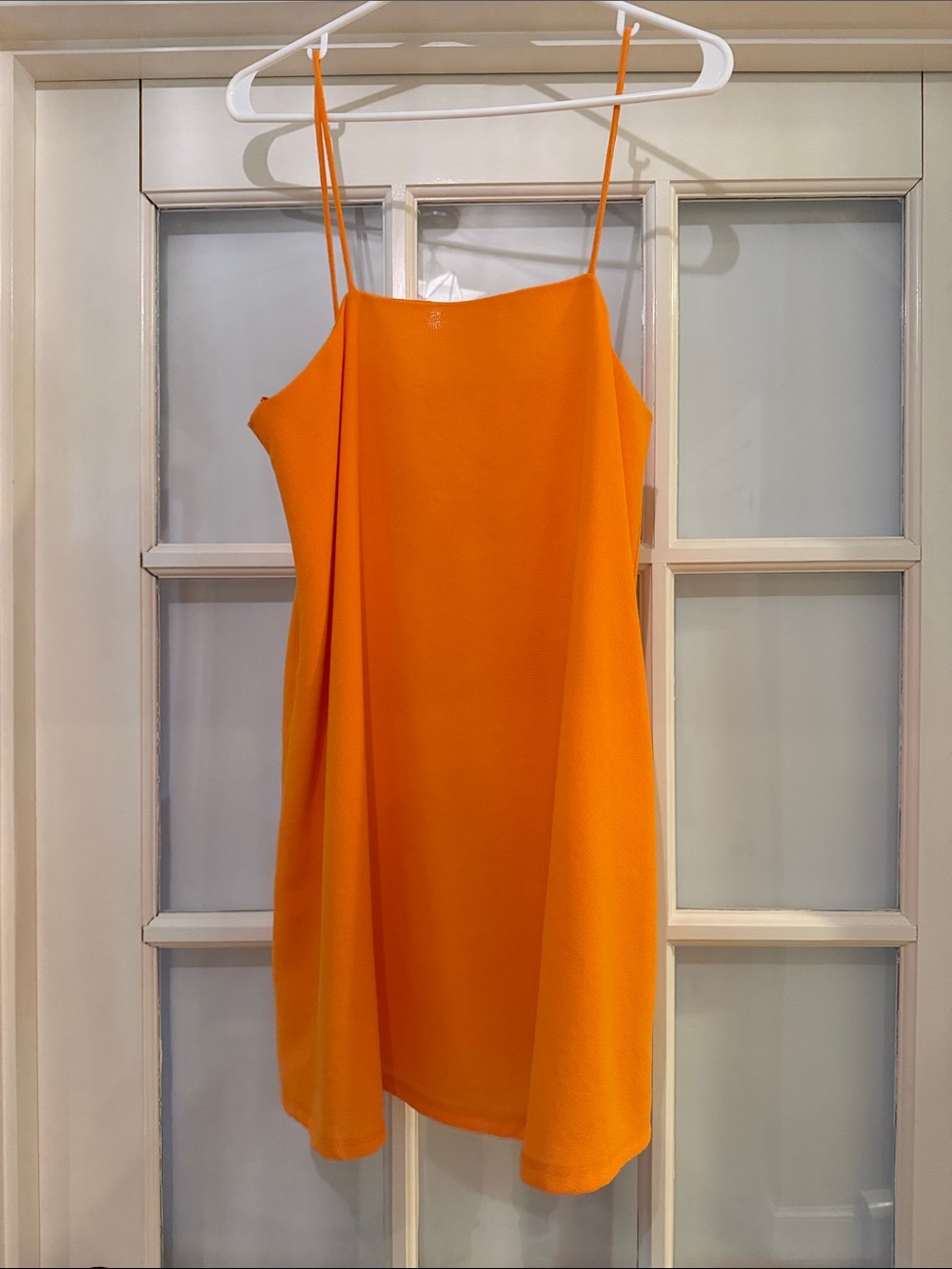 Zara Orange Mini Slip Dress with Spaghetti Straps